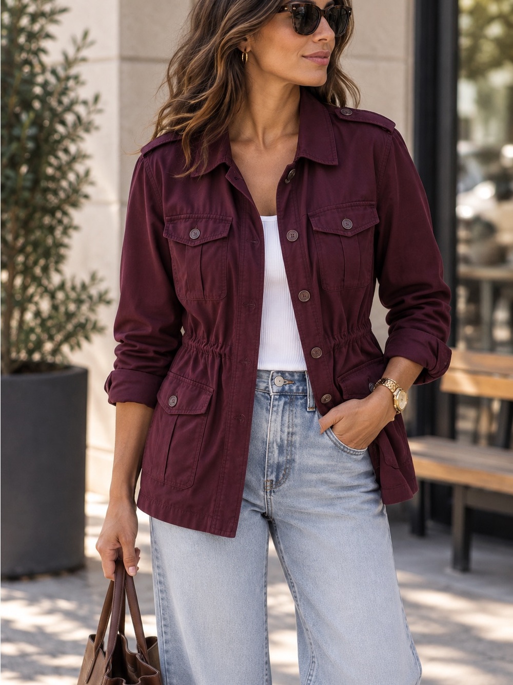 Gap Womens Purple Utility Jacket - Classic Field Style
